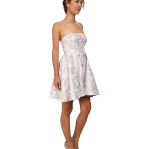 Strapless Floral Jacquard Party Dress